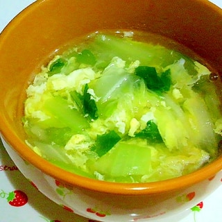 チンゲン菜と白菜のかきたまスープ